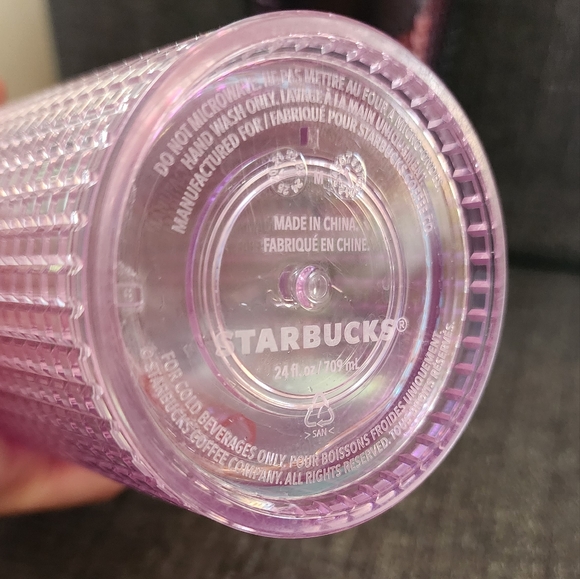 STARBUCKS SET Holiday Disco Iridescent Sakura Pink Plum Cold Tumblers SET of 2 - Picture 2 of 6